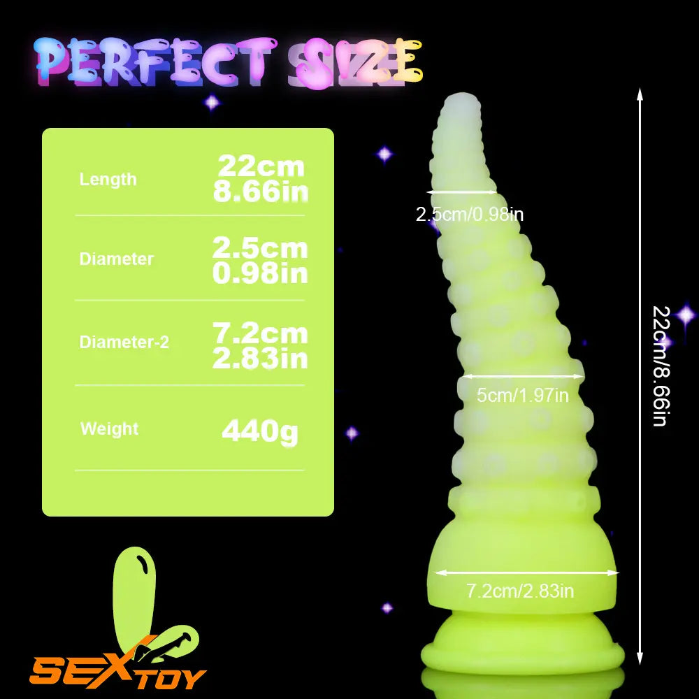 6.42in 7.48in 8.66in Fluorescent Octopus Tentacle Soft Dildo Dilator