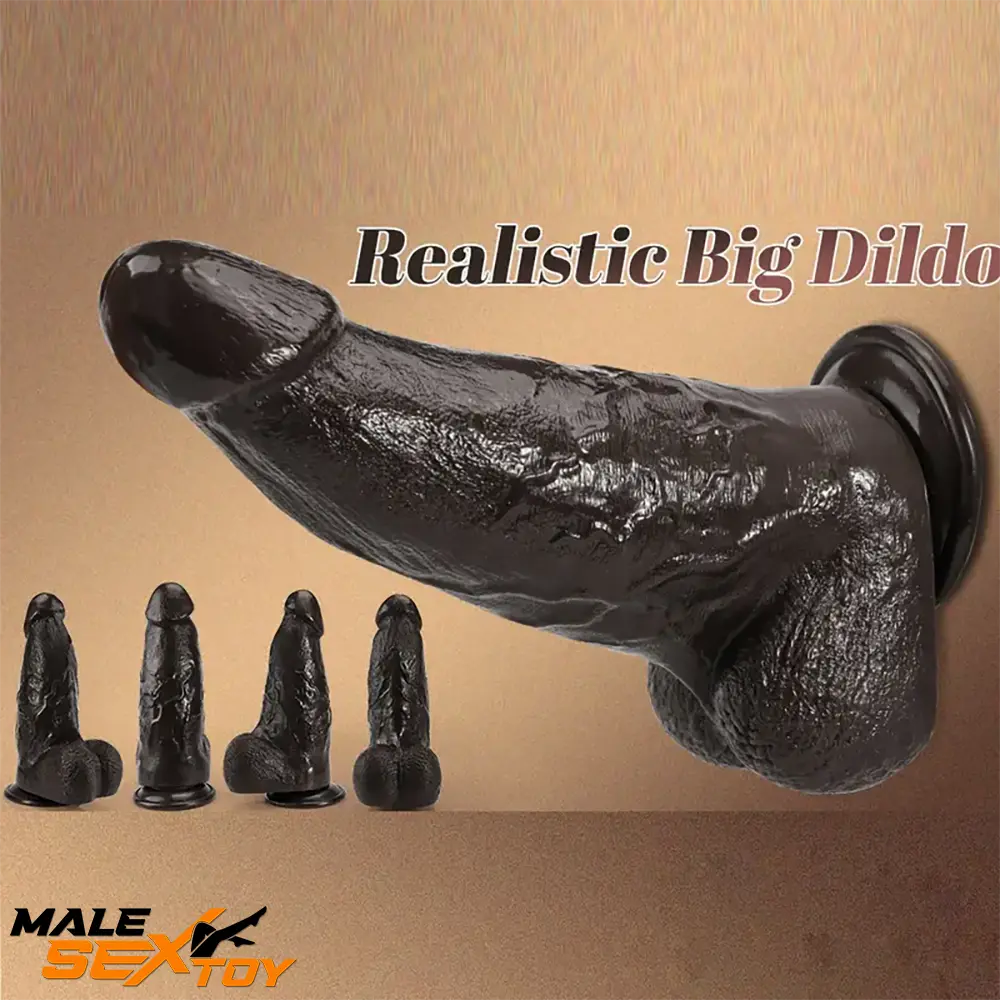 9.84in Superb Skin Sensation Real Thick Ebony Dildo Vaginal Dilator