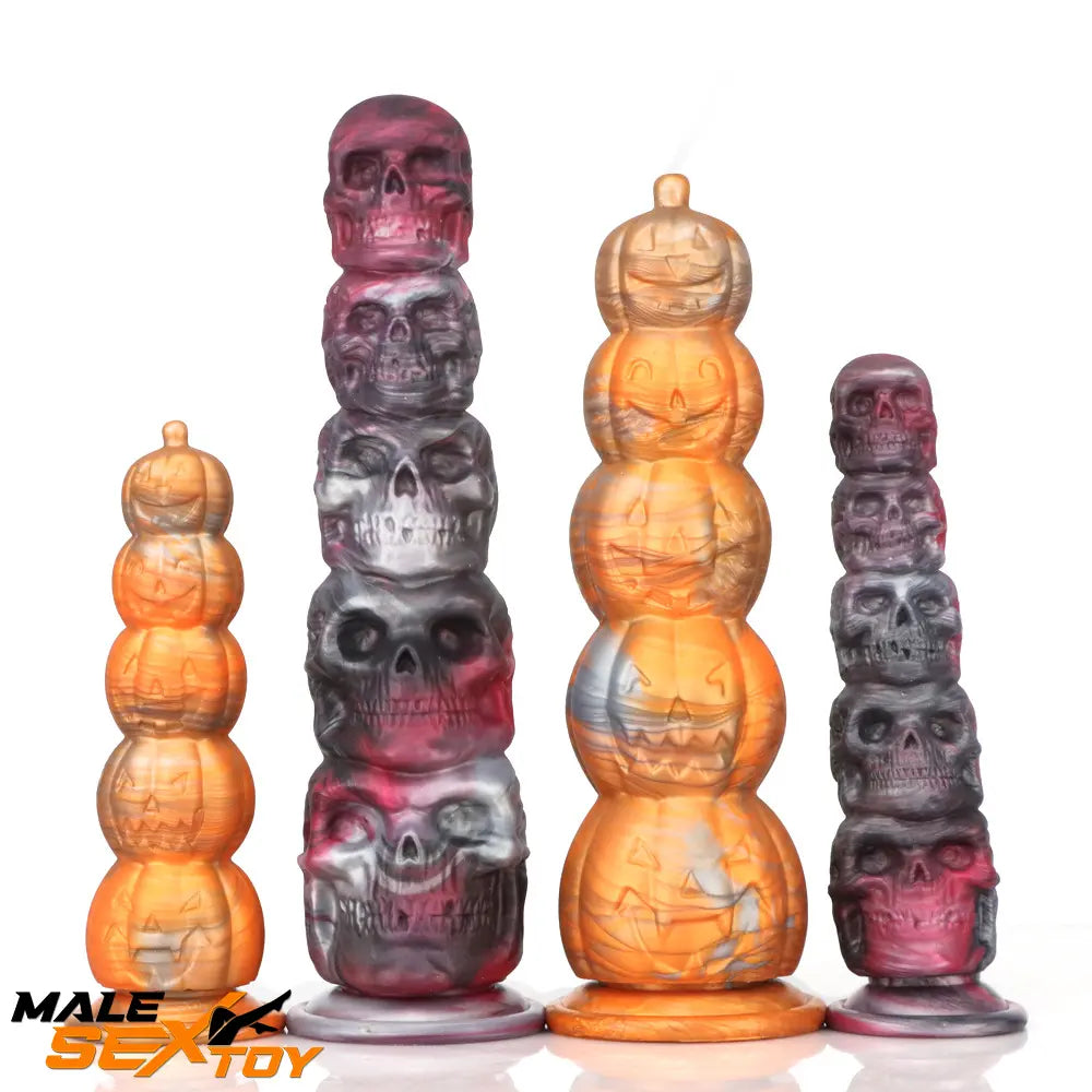 8.66in 11.85in 7.87in 11.02in Pumpkin Skull Silicone Dildo For Halloween