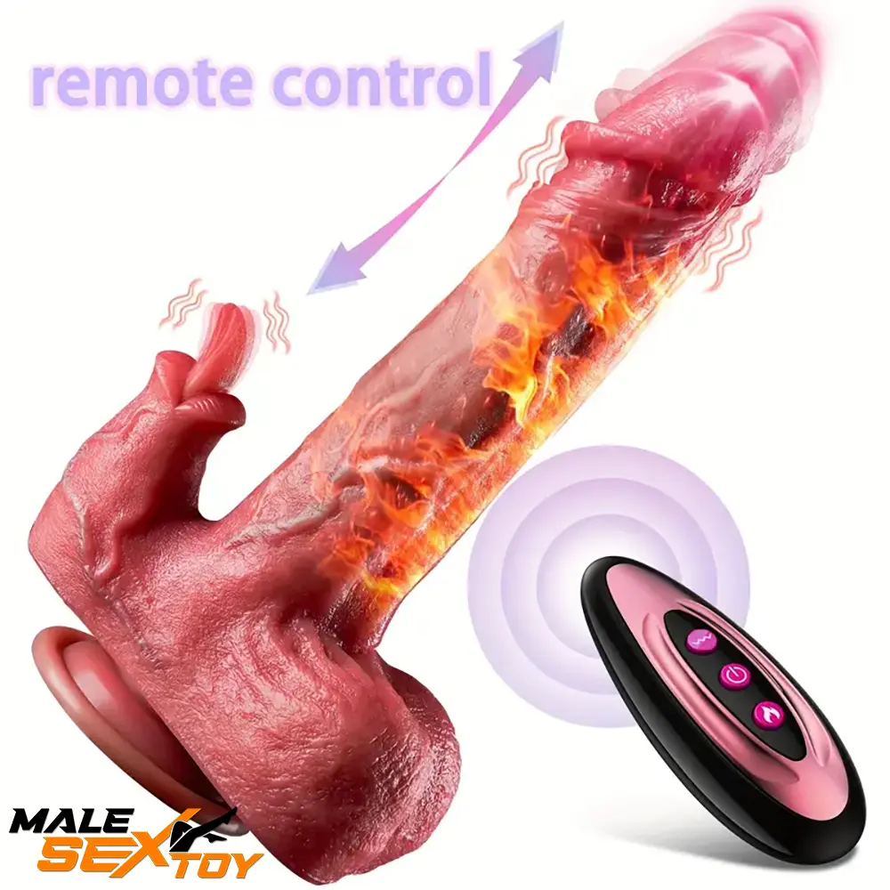 8.66in Realistic Thrusting Licking Heating Vibrator Electric Auto Dildo