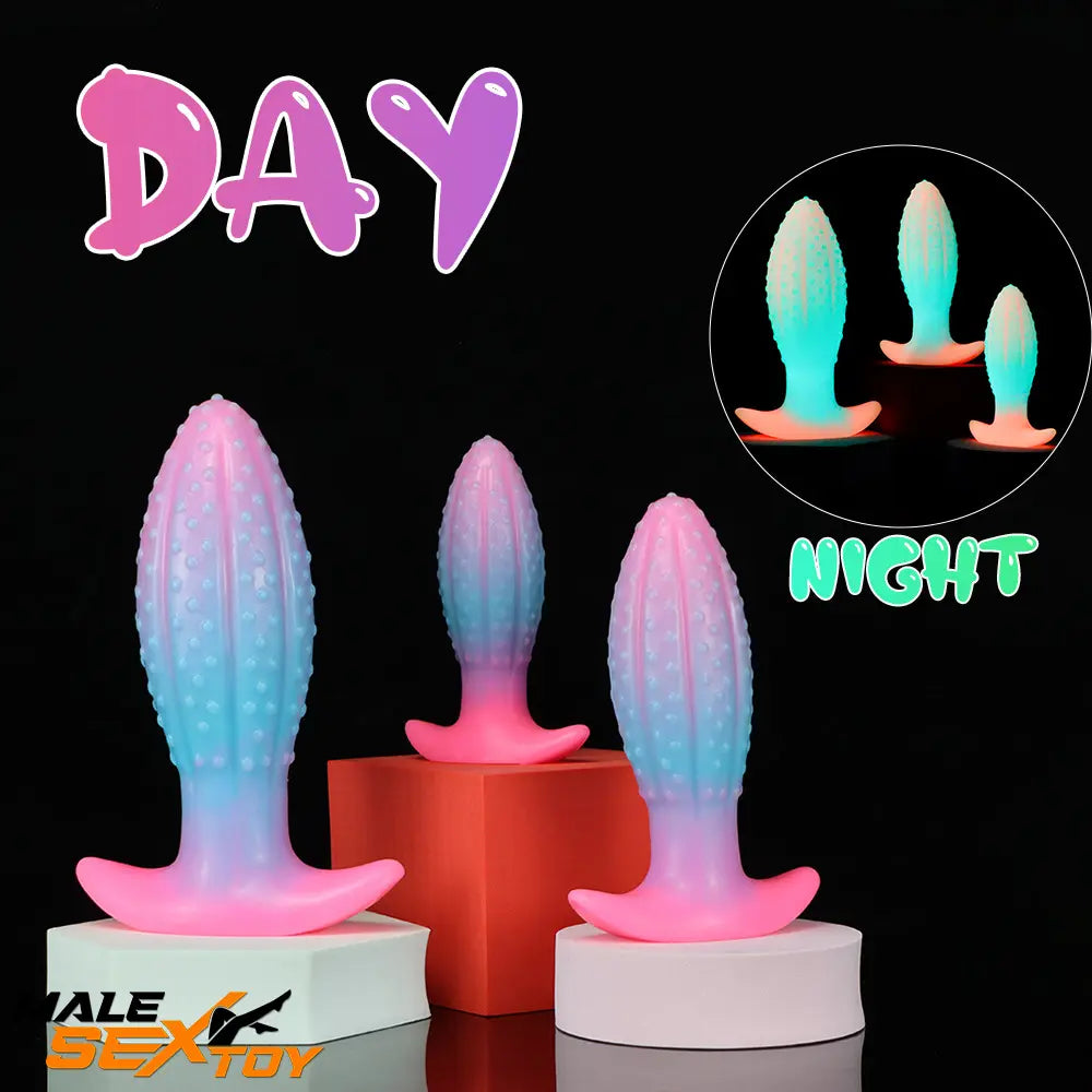 4.5in 5.67in 7.6in Silicone Soft Fluorescent Luminous Anal Plug Dildo