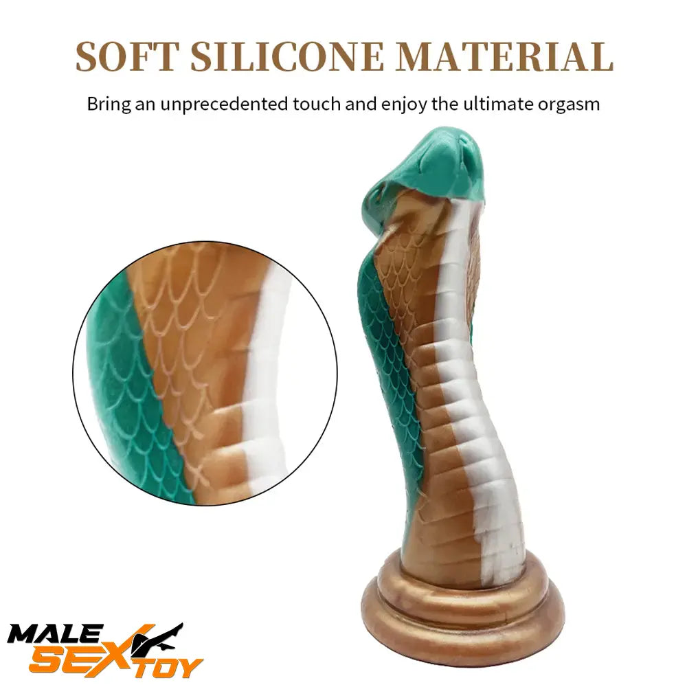 9.06in Silicone Soft Big Fantasy Snake Curved Dildo For Animal Love Male Sex Toy