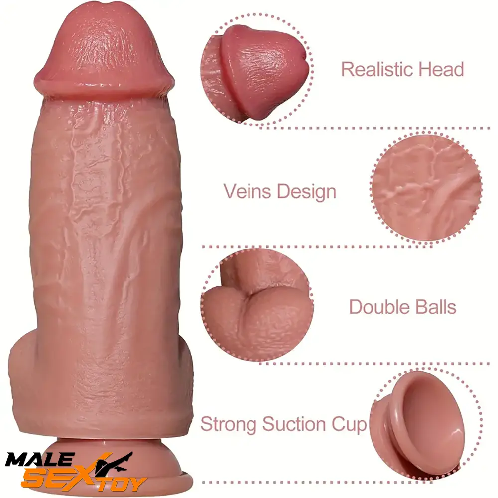 8in Premium Realistic Large PVC Thick Dildo For Couples Solo Sex Play