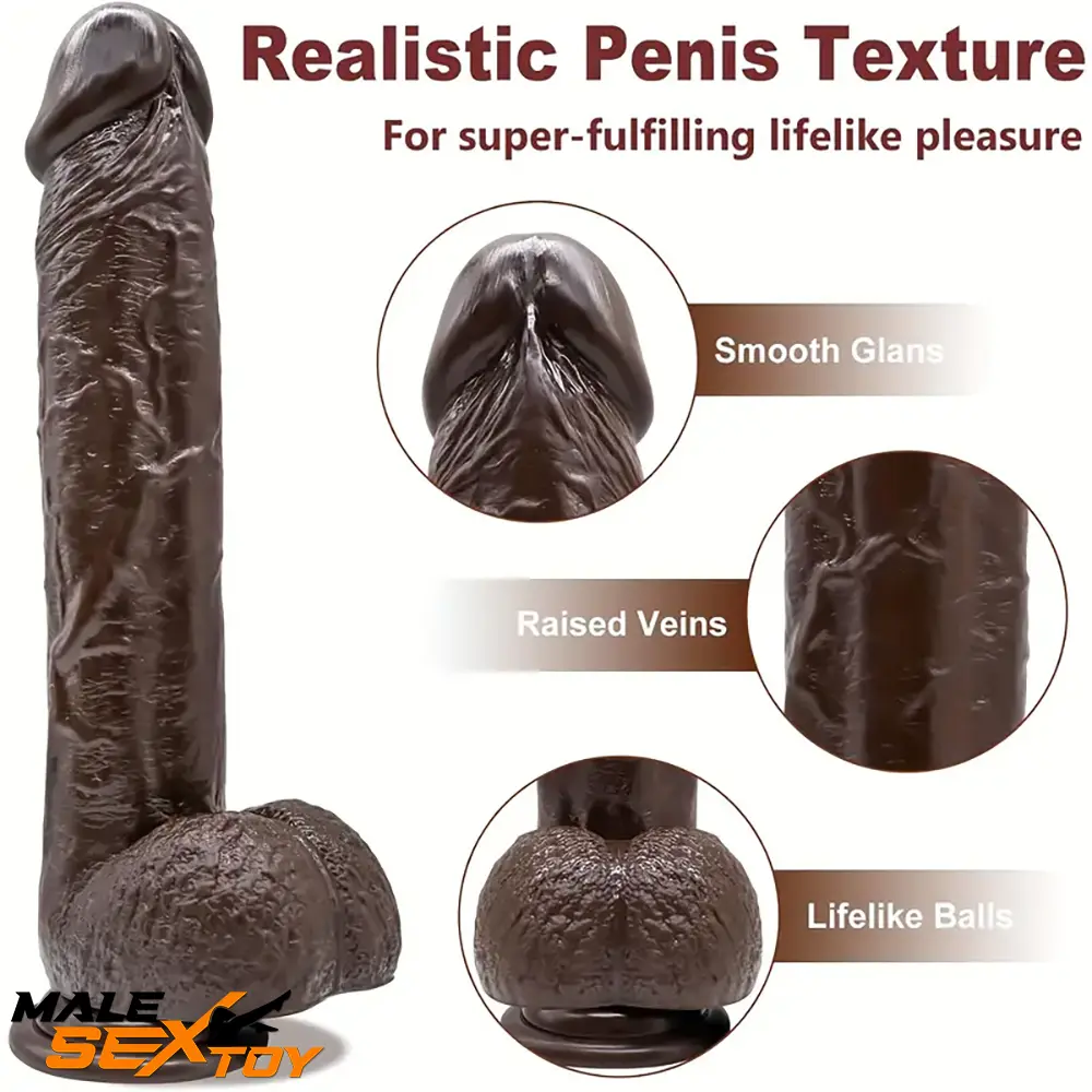 9.25in Soft Big Silicone Ebony Real Dildo For Women Prostate Stimulator