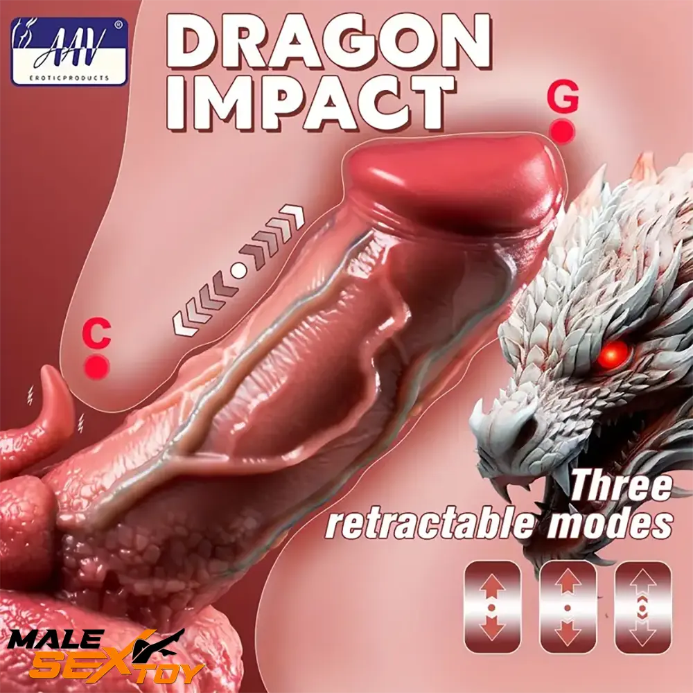 9.05in Dragon Vibrating Thrusting Big Silicone Soft Real Auto Dildo