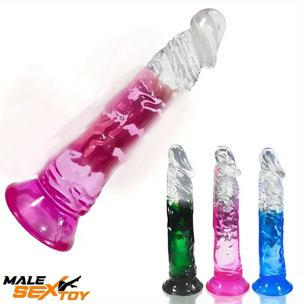 7.28in Soft Silicone Clear Real Dildo For G-Spot Clitoris Prostate Toy