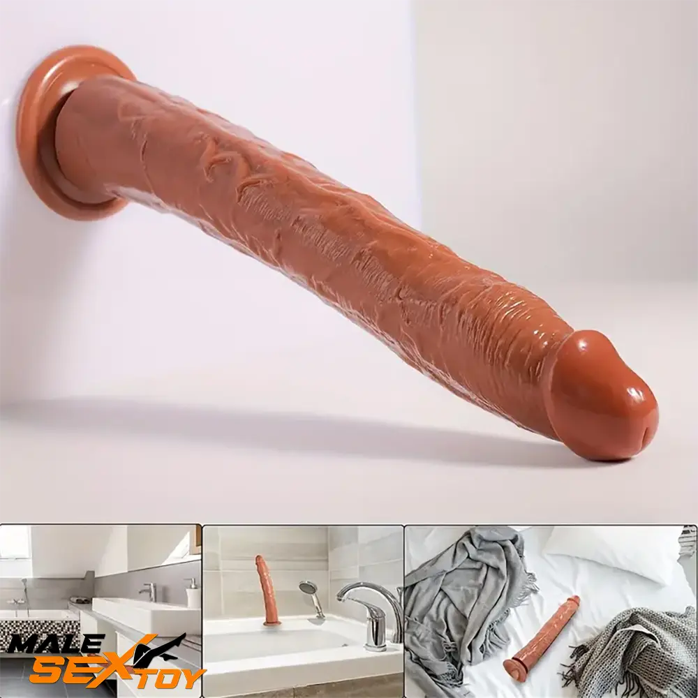 13.4in Lifelike Large Long Jelly Adult Dildo With Balls-Free Small Glans