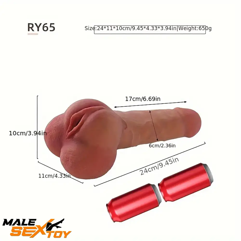 9.45in Silicone Realistic Dildo Pocket Pussy For Prostate Play Sex Toy