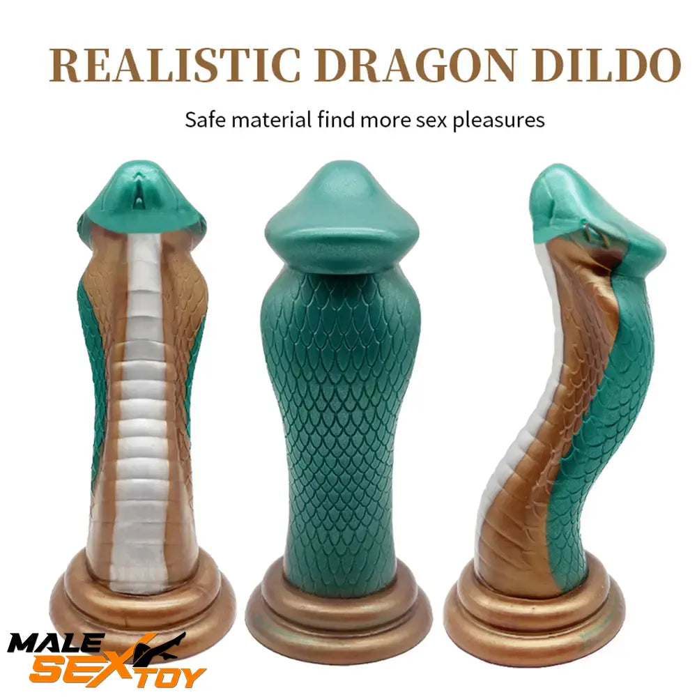 9.06in Silicone Soft Big Fantasy Snake Curved Dildo For Animal Love Male Sex Toy